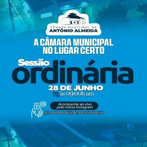 A Câmara Municipal no lugar certo. Será realizada Sessão Ordinária dia 28 de Junho às 09h00min, acompanhe pelo Instagram.